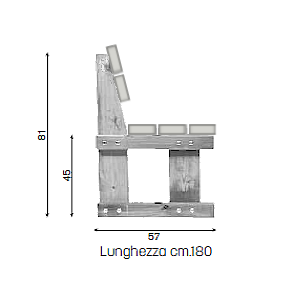 Panchina Perugia - disegno tecnico